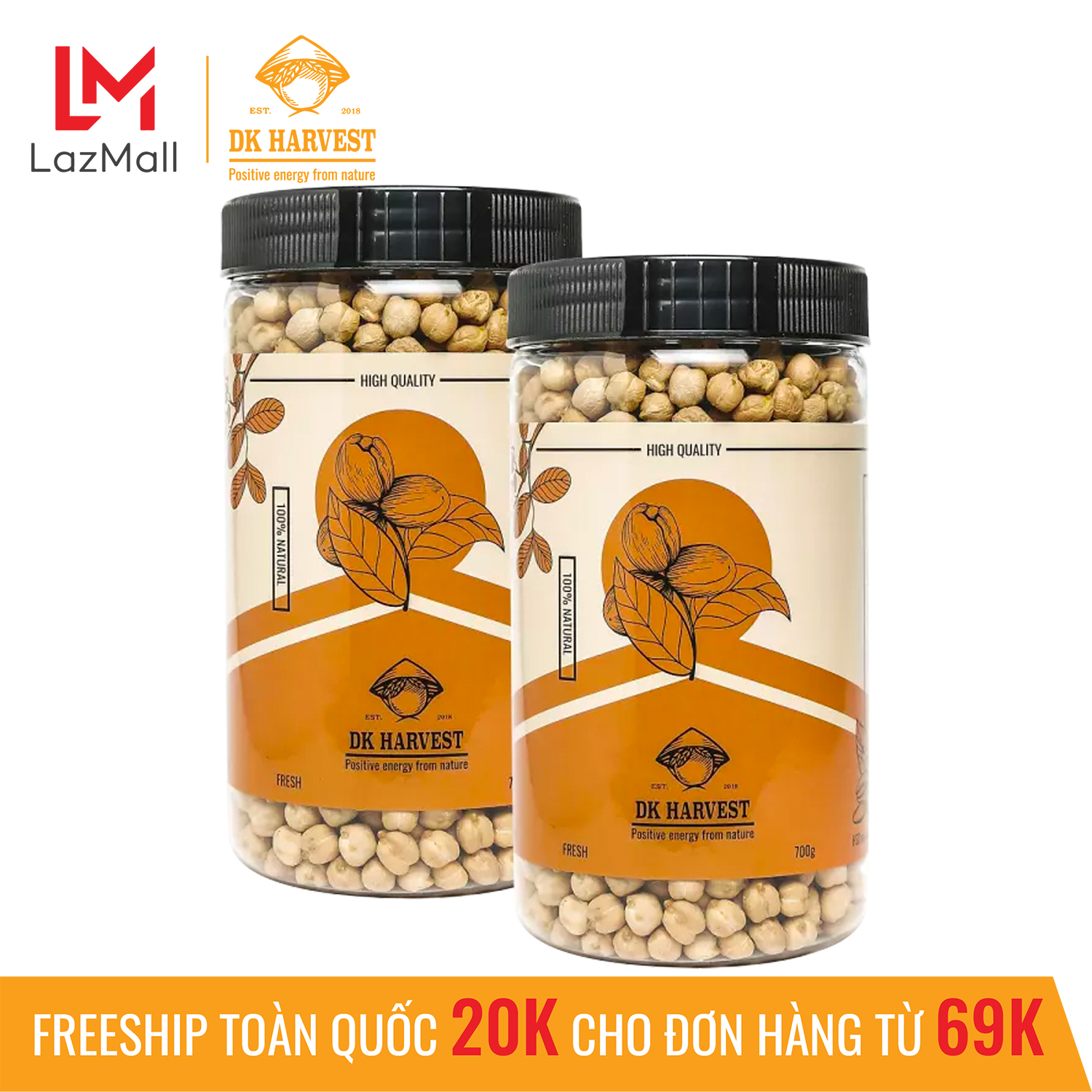 Combo 2 Hạt đậu gà DK Harvest nhập khẩu - 1k4 ( 2 hũ 700g) - đậu gà sống, đậu gà nhập khẩu, hạt làm sữa