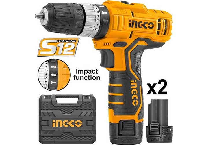 Máy khoan búa dùng pin lithum-ion 12v-10mm ingco cidli1232