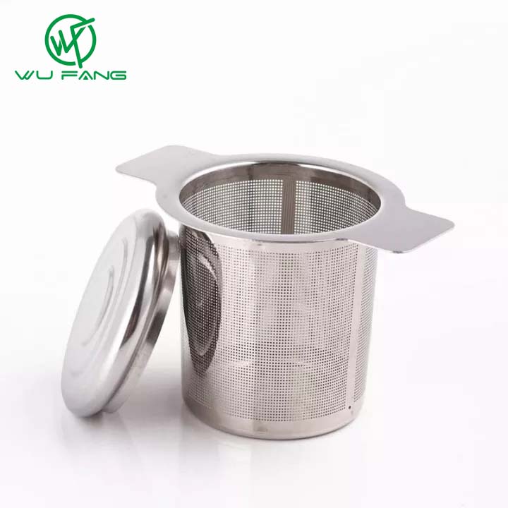 WU FANG 2 Tay Cầm Phụ Kiện Trà Bộ Lọc Cà Phê Tái Sử Dụng, Lưới Lọc Trà Mịn, Dụng Cụ Pha Trà Nắp Inox