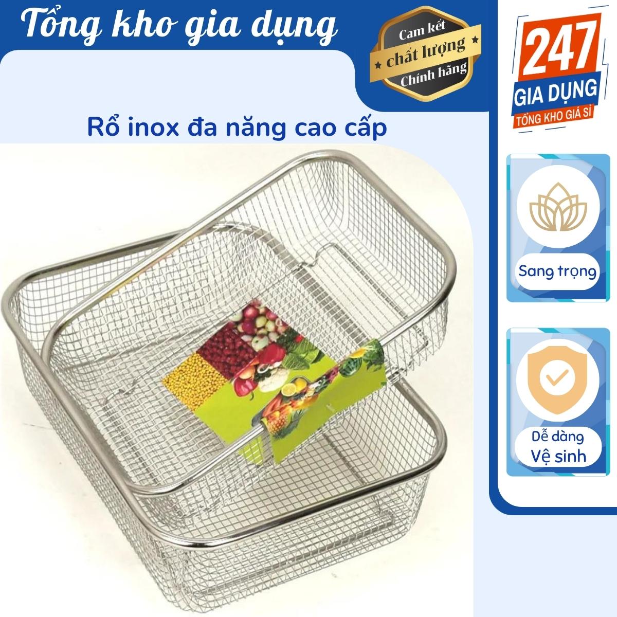 Rổ lưới inox đa năng chữ nhật nhiều kích cỡ