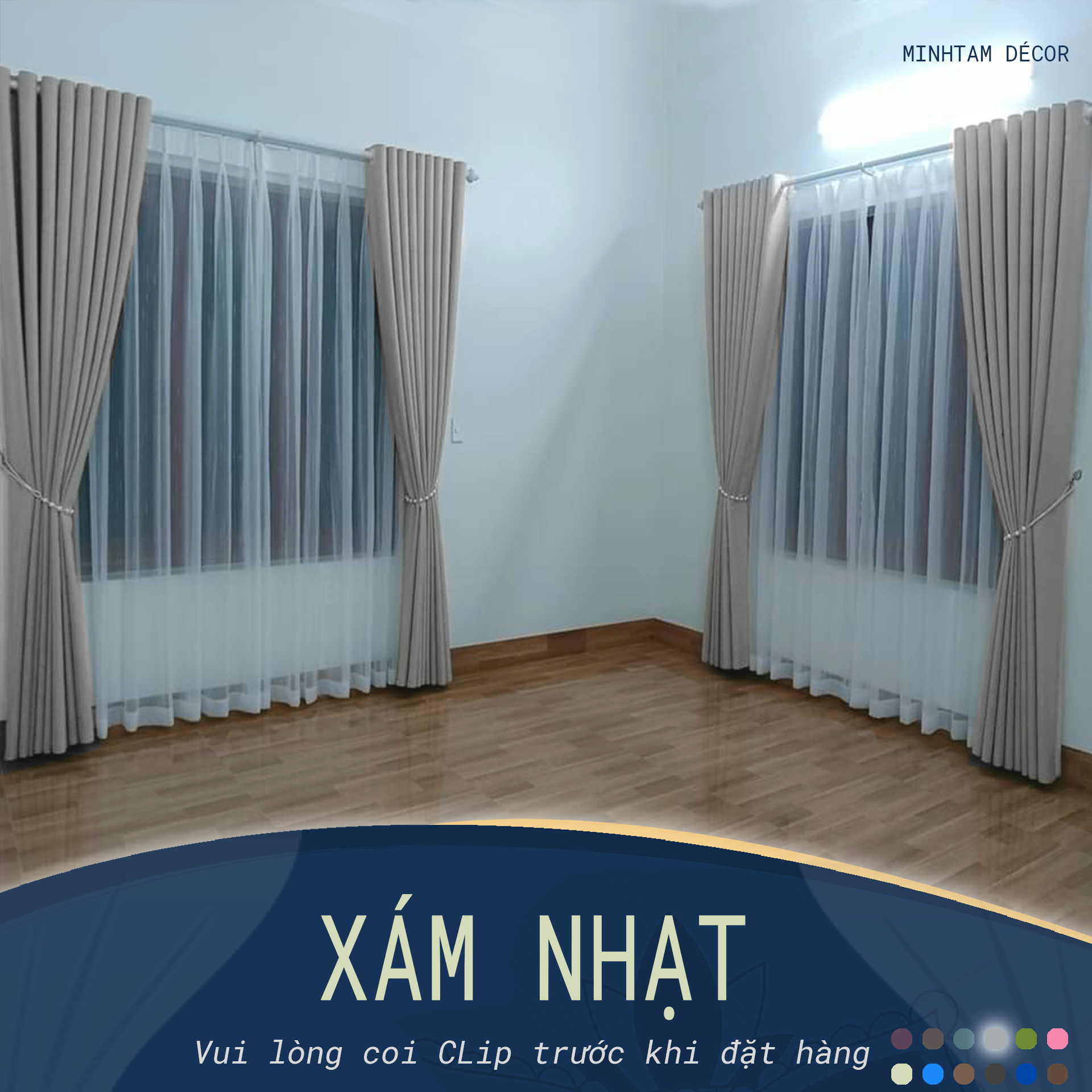 Rèm cửa sổ Minh Tâm cản nắng , cách nhiệt - Màu xám nhạt
