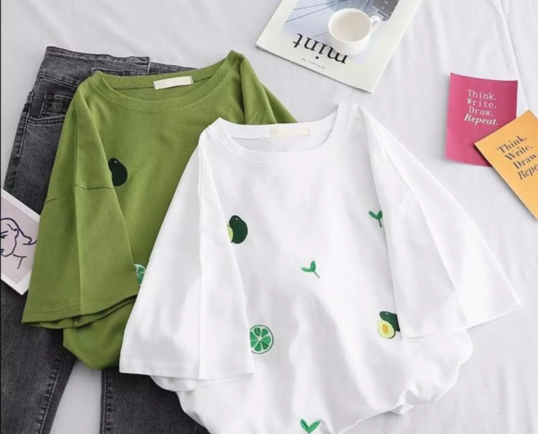 [HCM](Hỗ trợ phí vận chuyển) Áo thun nữ form rộng Hàn quốc in hình Họa Tiết Bơ Chanh dễ thương vải dày mịn mát đường may sắc sảo không phai màu không dính giặt