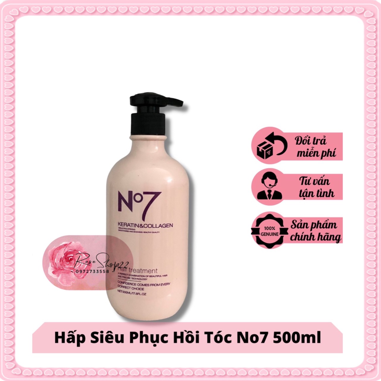 Kem ủ-hấp tóc n7 Siêu phục hồi collagen 500ml Chai