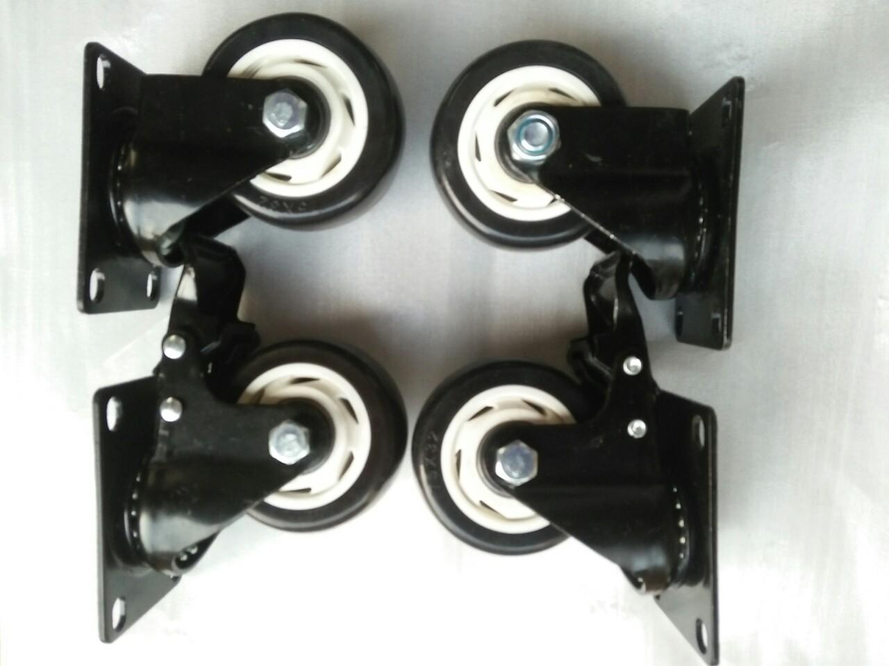 Combo 4 bánh xe đẩy hàng xoay 360 độ, có khóa chống xoay chống trượt loại 7,5cm nhóm màu viền đen