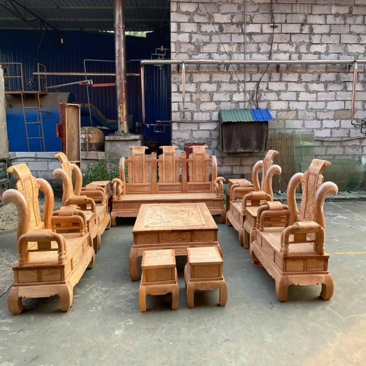Bộ bàn ghế tần thủy hoàng v4 gỗ gõ đỏ