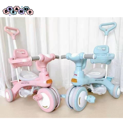 Xe đẩy cho bé kiêm xe chòi chân, xe đạp 3 bánh 618 an toàn có khung bảo vệ cho bé