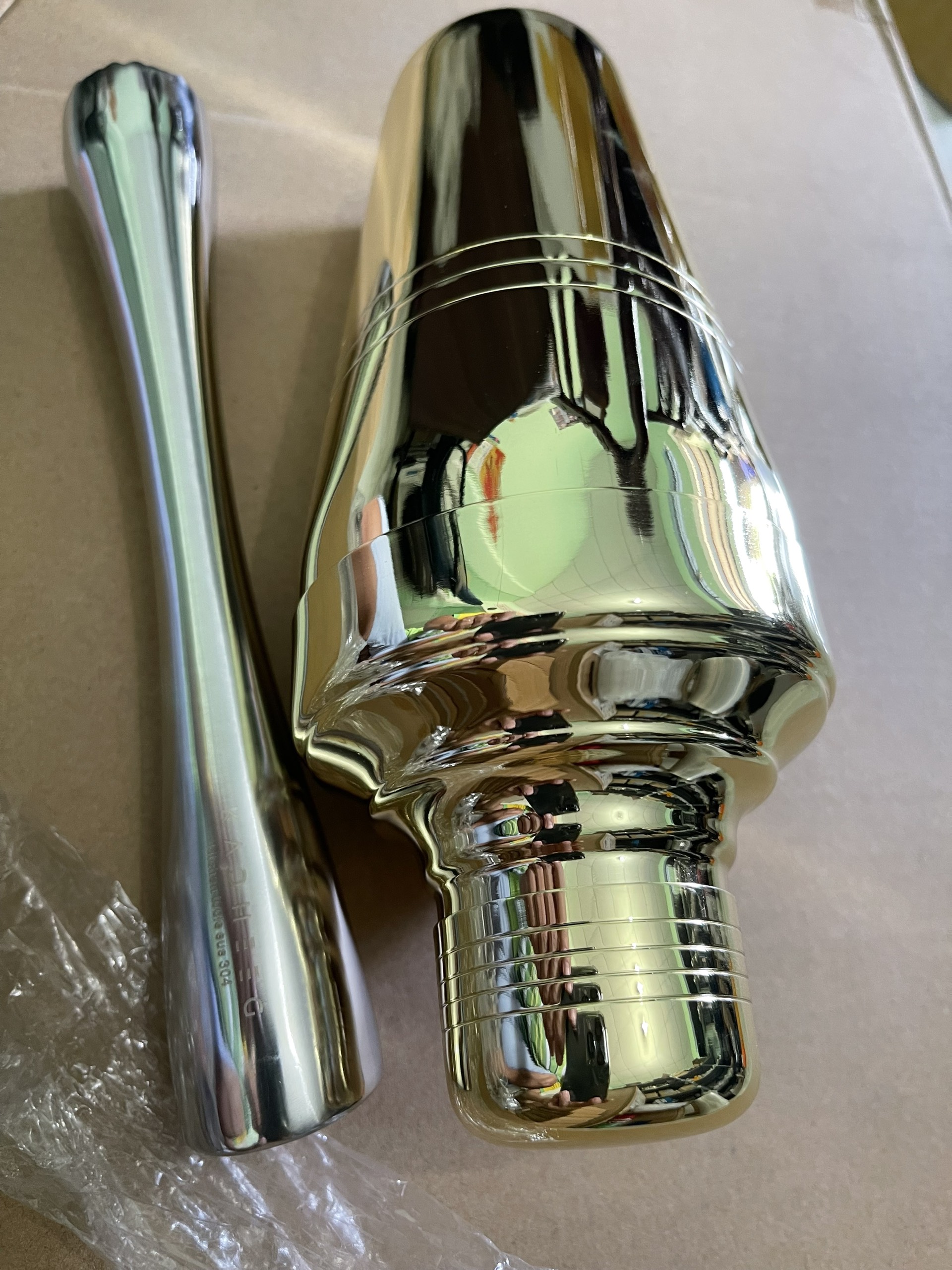 Bình lắc pha chế vắt chanh ly vang inox 304 vàng pvd bóng búa nghiền đá trái cây 304 an toàn vệ sinh đơn giản tiết kiệm thời gian