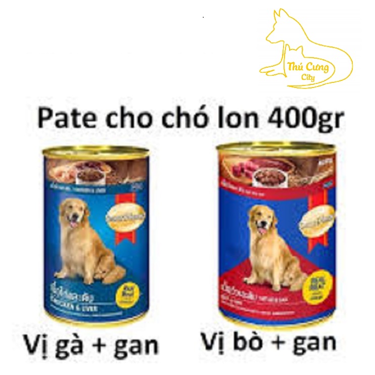 Pate SmartHeart vị bò + gan & Gà + gan dành cho chó dạng lon 400g