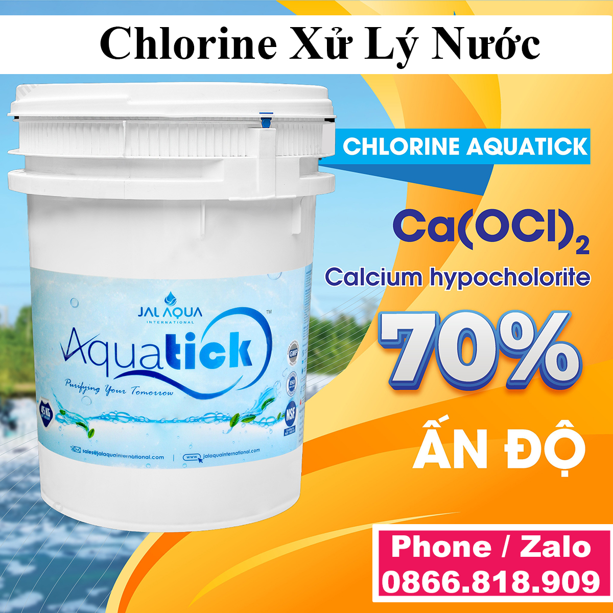 1 kg clo ấn độ - chlorine 70% xử lý nước hồ bơi