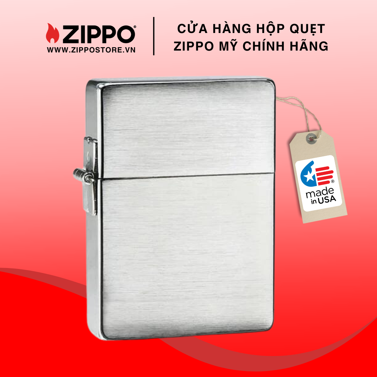 Hộp quẹt zippo tái bản năm 1935 brushed chrome 1935.25
