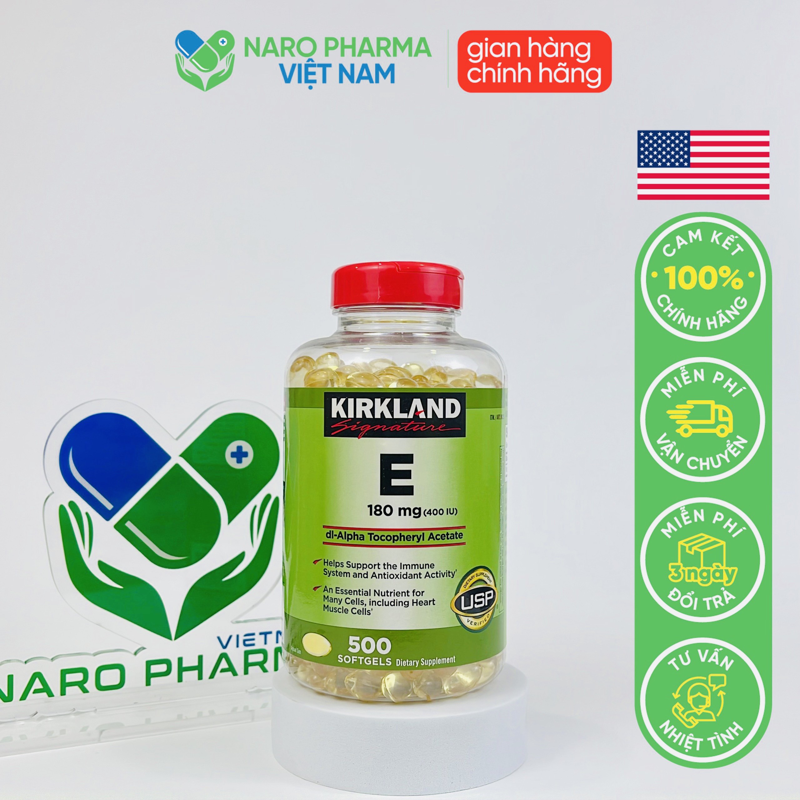 thanh lý Viên uống Vitamin E 400 IU Kirkland  - Chai 500 viên - 01/2026