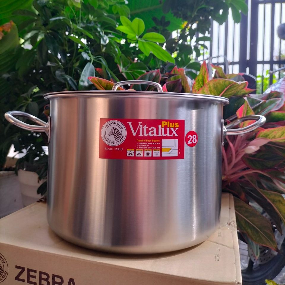 Nồi hầm 3 đáy vitalux plus 28x20cm, 12l - 171328 zebra thái lan