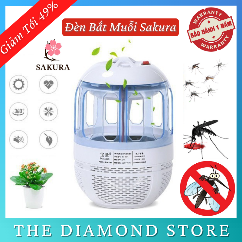 Đèn Bắt Muỗi Sakura - Máy Bắt Muỗi Thông Minh Điện Quang Đa Năng 2 Trong 1 Làm Đèn Ngủ Và Máy Diệt Côn Trùng Hiệu Quả - Bảo Hành 12 Tháng