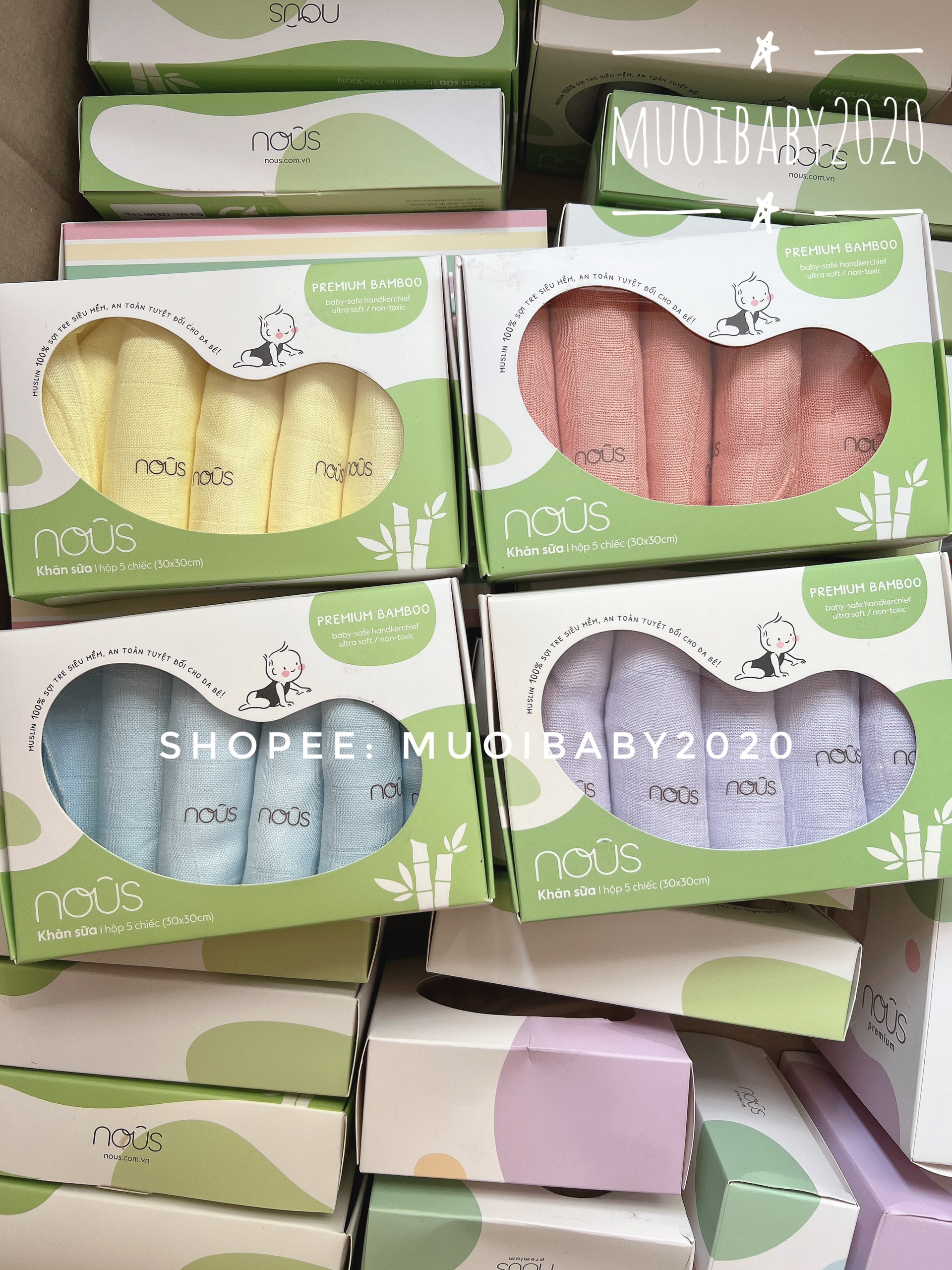 Set 5 Khăn sữa Bamboo cho bé Nous