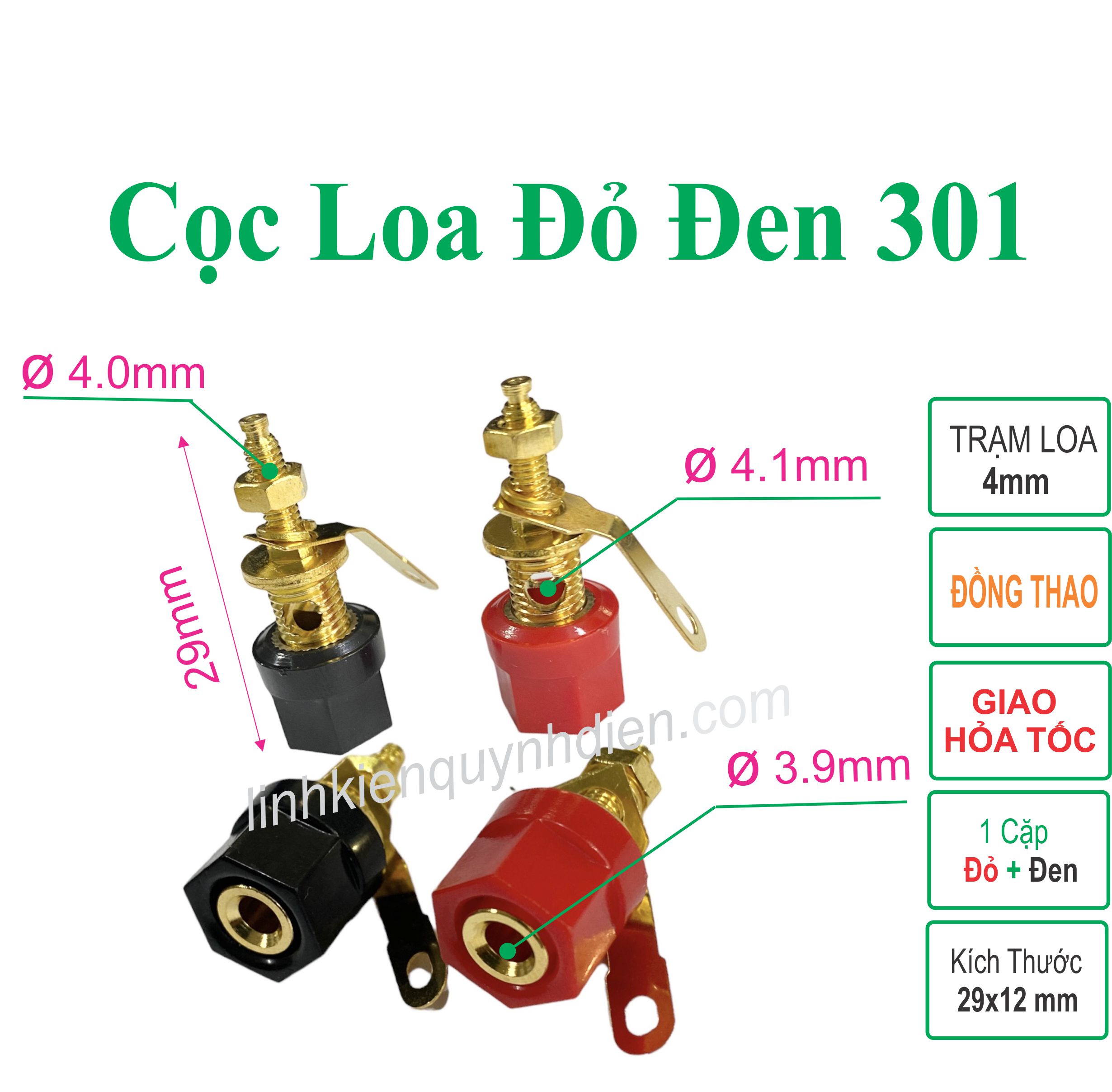 Combo 5 cọc loa đỏ đen - trạm loa 301