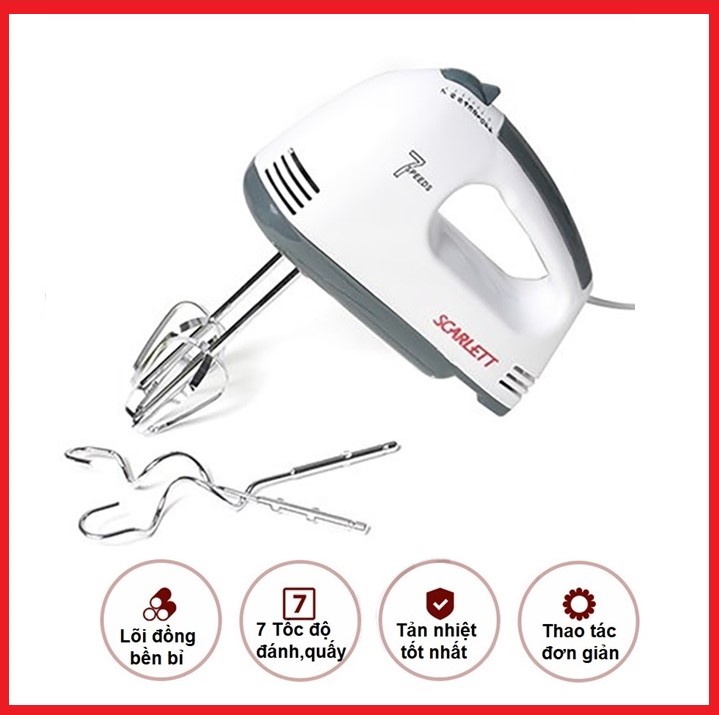 MÁY ĐÁNH TRỨNG SCARLETT - MÁY ĐÁNH TRỨNG + BỘT MÌ - DỤNG CỤ DẢO TRỌ BÁNH MÌ - máy đánh trứng cầm tay