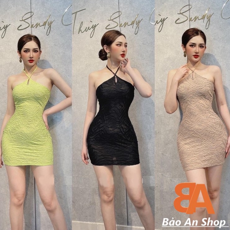 Đầm body nữ kiểu xốp yếm hở lưng
