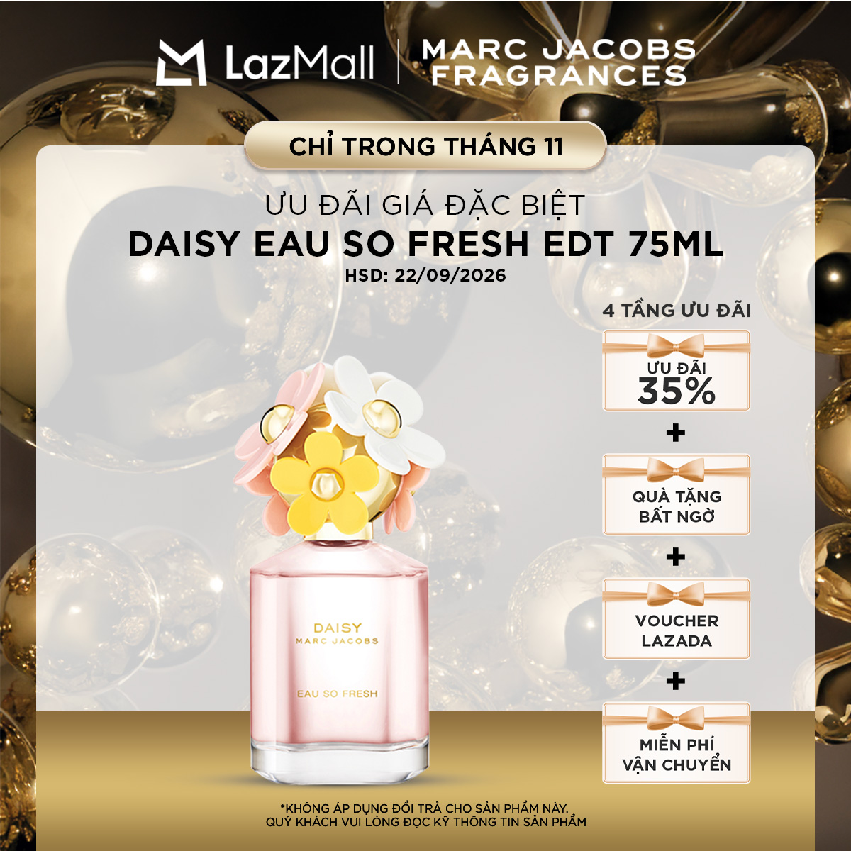   CLEARANCE SALE  Nước hoa Nữ Marc Jacobs DAISY Eau so Fresh EDT 75ml  KHÔNG ÁP DỤNG ĐỔI TRẢ  