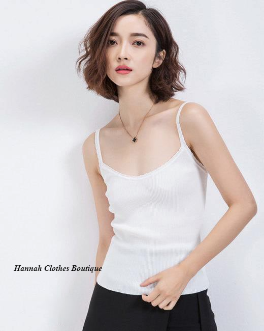Áo lót 2 dây thun gân cổ tim - Hannah Clothes Boutique
