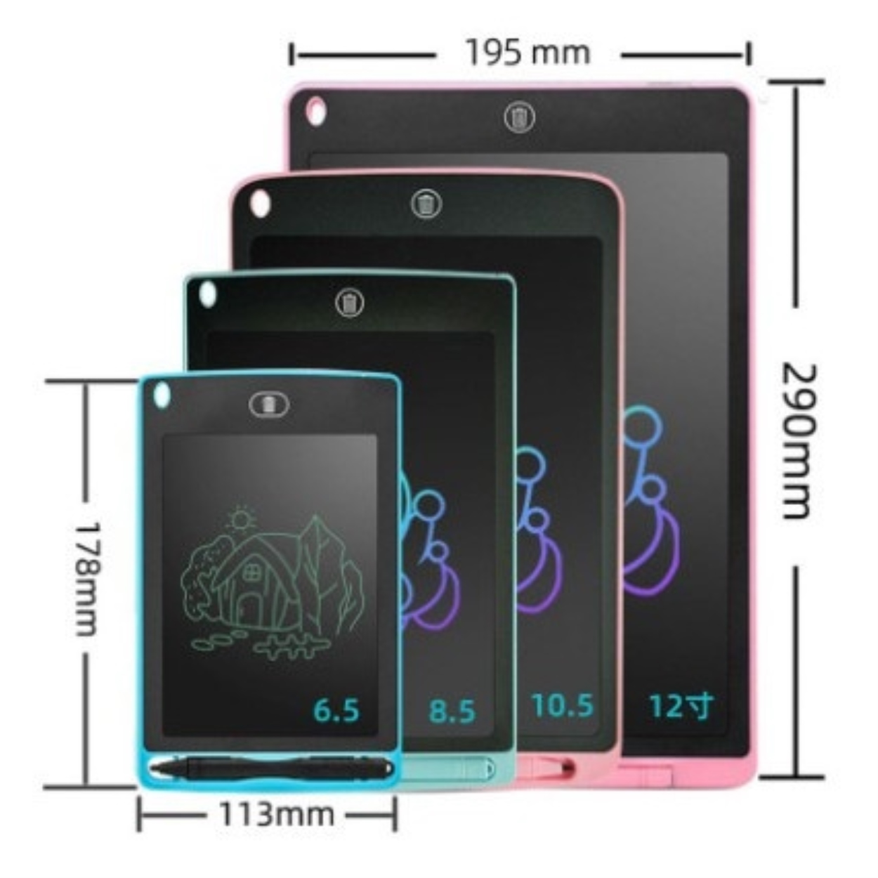 [3 Loại]-Bảng Viết Tự Xoá-Bảng Vẽ Điện Tử LCD-Bảng Điện Tử Thông Minh Cho Bé 8.5 inch 10 inch 12 inch
