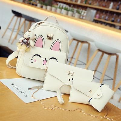 Balo nữ hình thỏ dễ thương- Set 4 món Balo ví nữ túi đeo thời trang - balo gấu - ví da pu nữ - túi đeo chéo nữ - tặng gấu đeo khóa