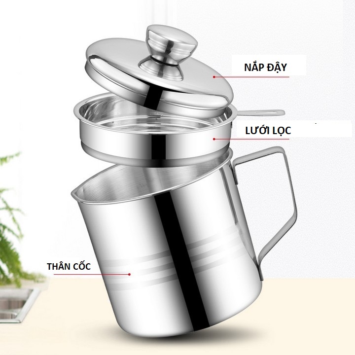 [ CA LỌC DẦU HÀNG MỚI 2021] Ca lọc dầu và các tạp chất Chất liệu Inox Dụng cụ thiết yếu cho mỗi gia đình
