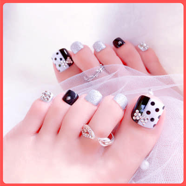 Bộ 24 Móng chân giả ,nail giả , móng giả C3(Tặng kèm keo dán móng)
