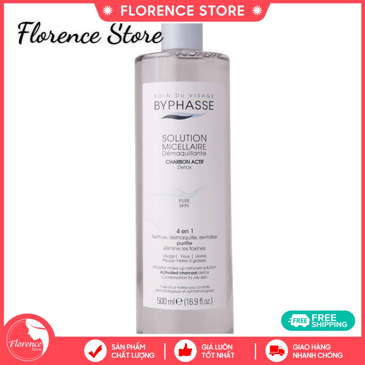 Nước Tẩy Trang Byphasse Micellaire Pure Skin Than Hoạt Tính 500ML Florence Store