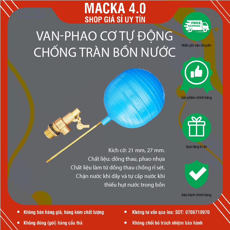 Van phao cơ đồng, phao hồ đồng ywin phi 21,27 chống tràn bồn bể nước