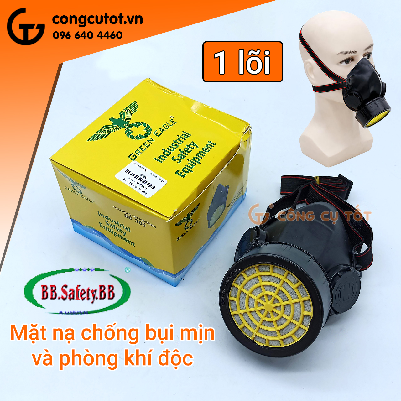 Mặt nạ phòng độc, chống ngạt, chống bụi mịn 1 phin lọc BB 305