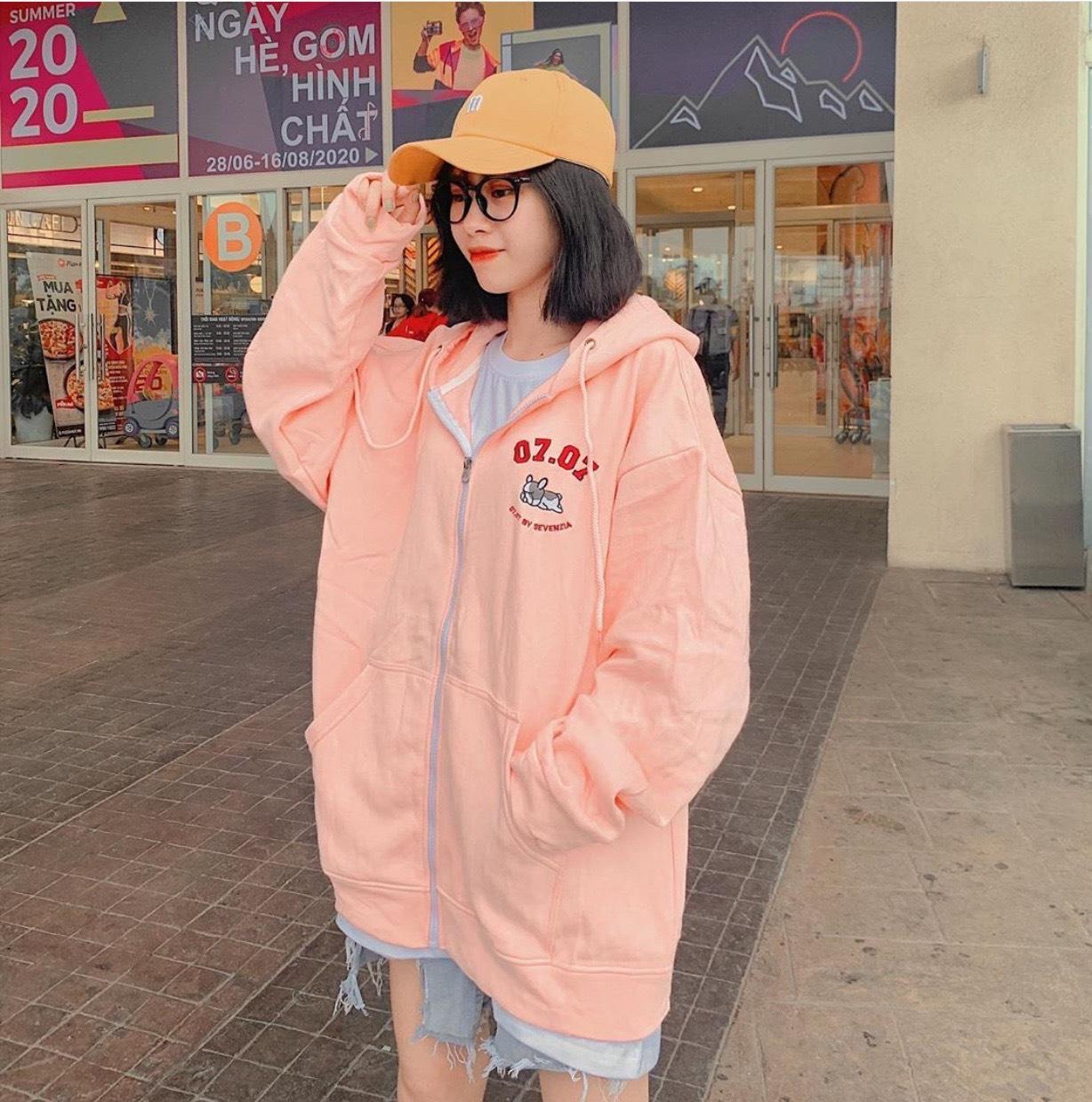 [HCM]Áo khoác nữ form rộng hàn quốc áo khoác hoodie nữ form rộng có dây kéo 0707