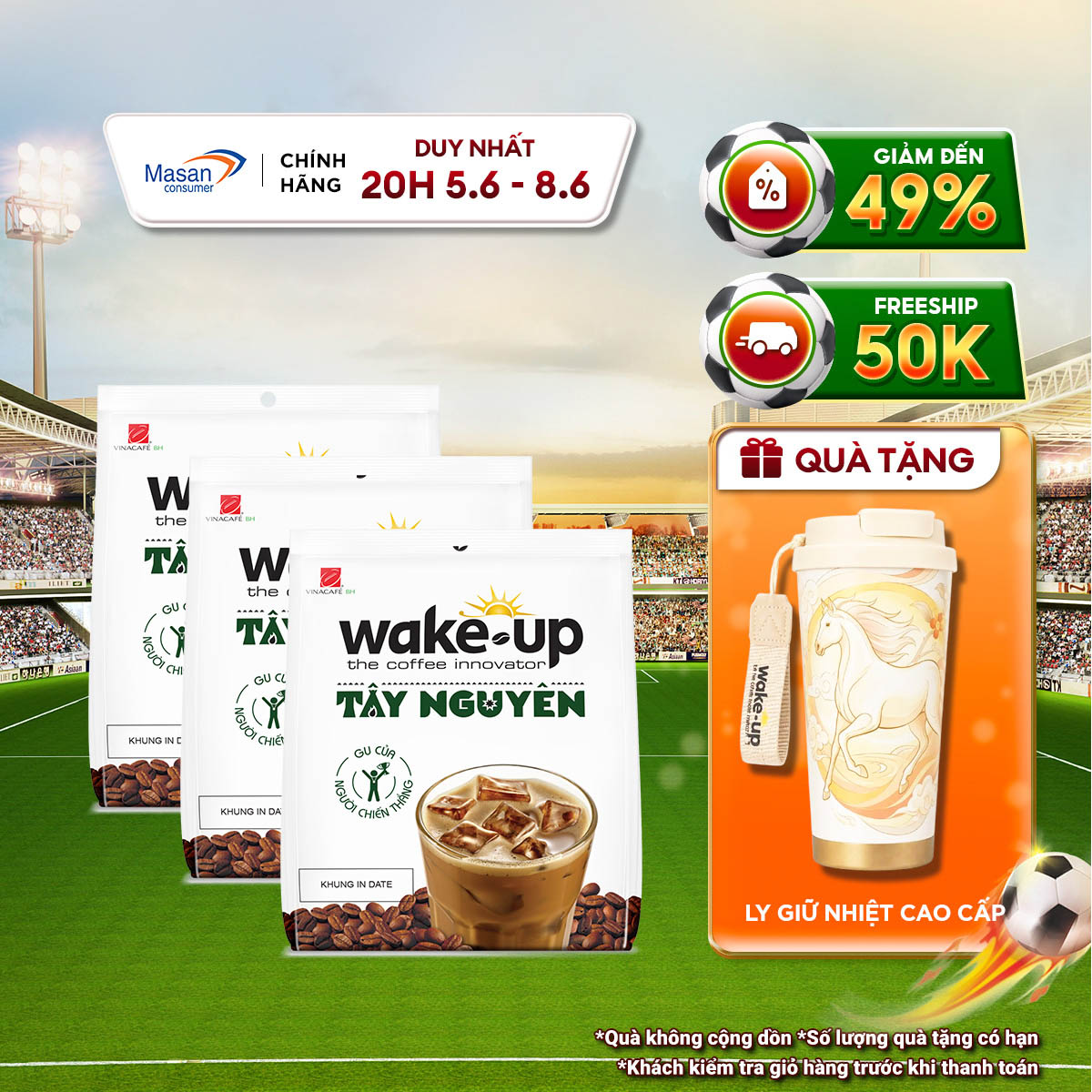 Cà phê hòa tan Wake up Tây Nguyên 1 bịch x 24stick x 16gr