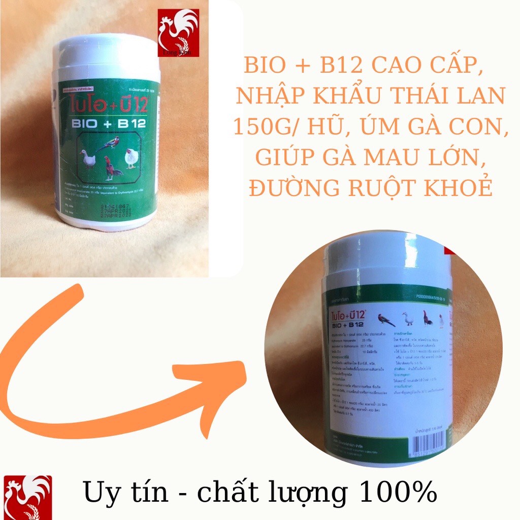 BIO+B12 THÁI LAN HŨ 150G ÚM GÀ CON, PH (Ò) NG B (Ệ) NH CHO GÀ ĐÁ, GÀ, VỊT, CHIM