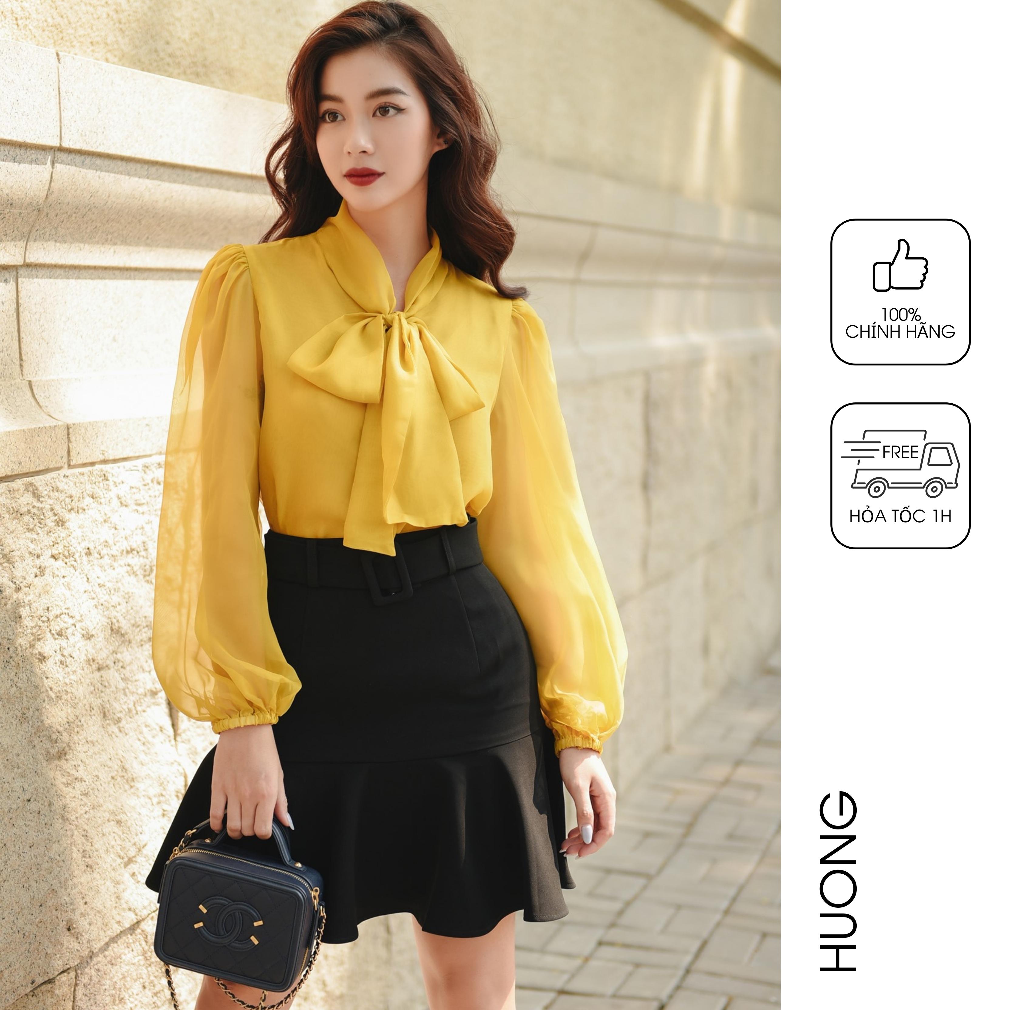 Huong boutique áo sơ mi vàng chanh thanh lịch, trẻ trung bssm19