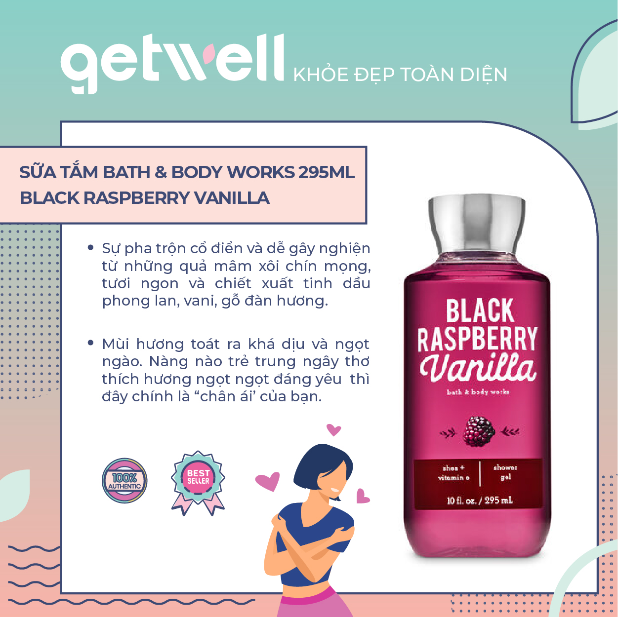 BLACK RASPBERRY VANILLA | Sữa Tắm Toàn Thân Bath & Body Works Shower Gel295mL