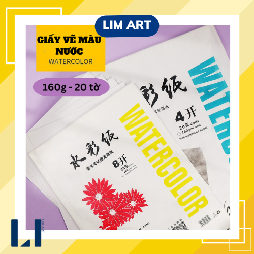 Giấy vẽ màu nước 160 gsm 20 tờ khổ 4k/8k chuyên dụng vẽ tranh