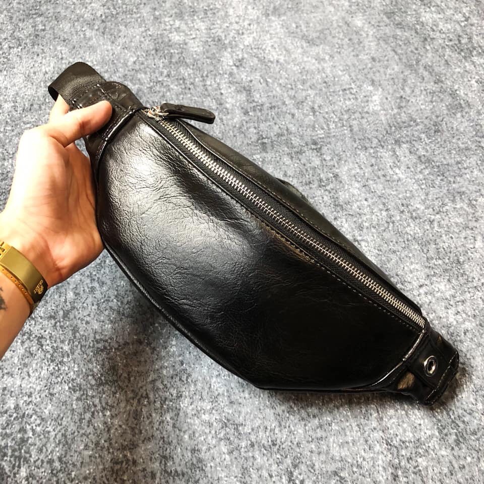 Túi bao tử full black chất liệu da cao cấp