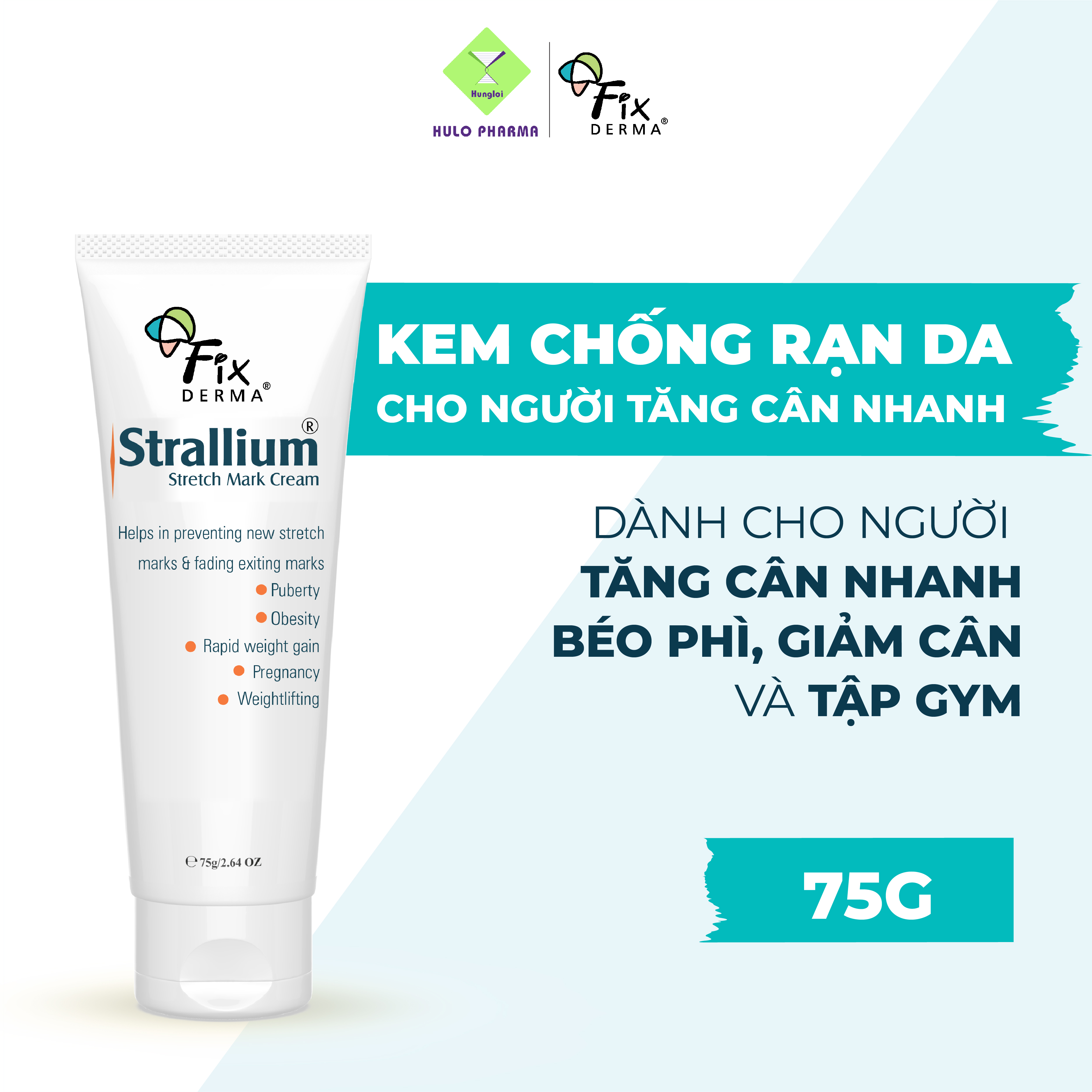 Kem Chống Rạn Da FIXDERMA Strallium Stretch Mark Cream Mờ Rạn, Mịn Da Cho Bà Bầu Hoặc Tăng Cân 75g [Hùng Lợi]