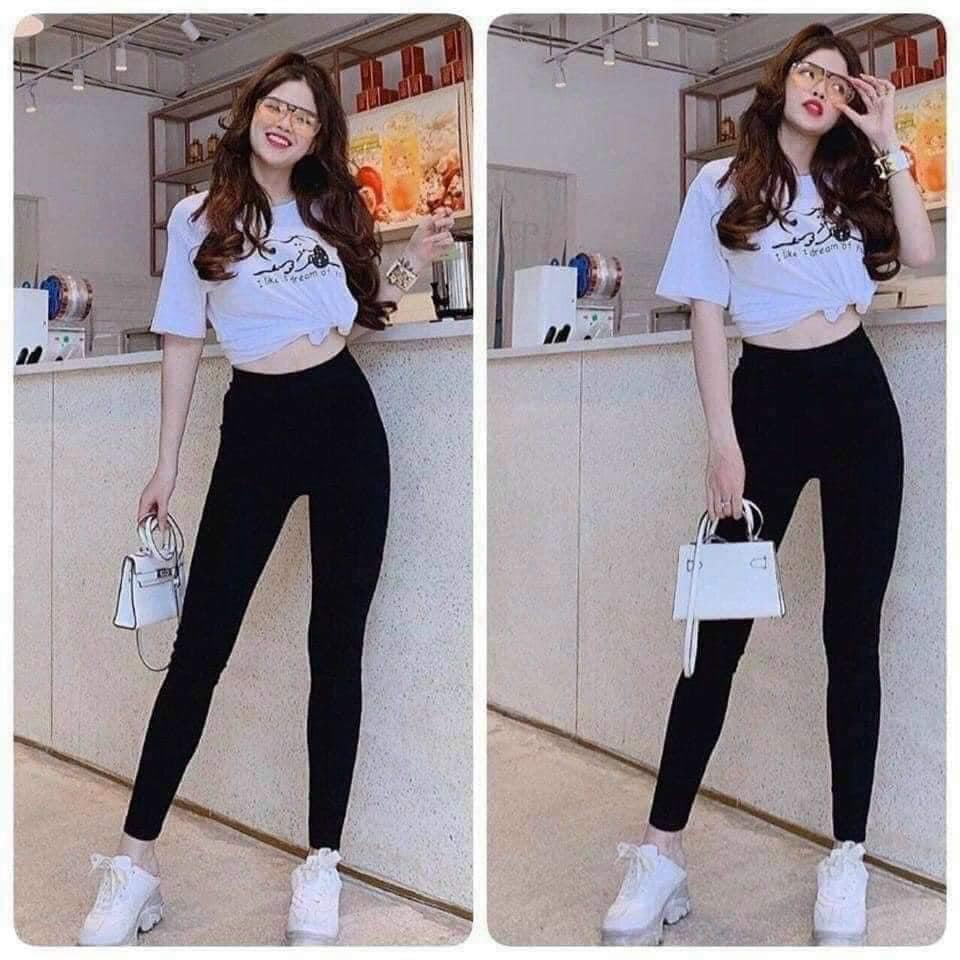 Quần legging nữ dài lót lông F4U cạp cao nâng mông ôm chân GU629