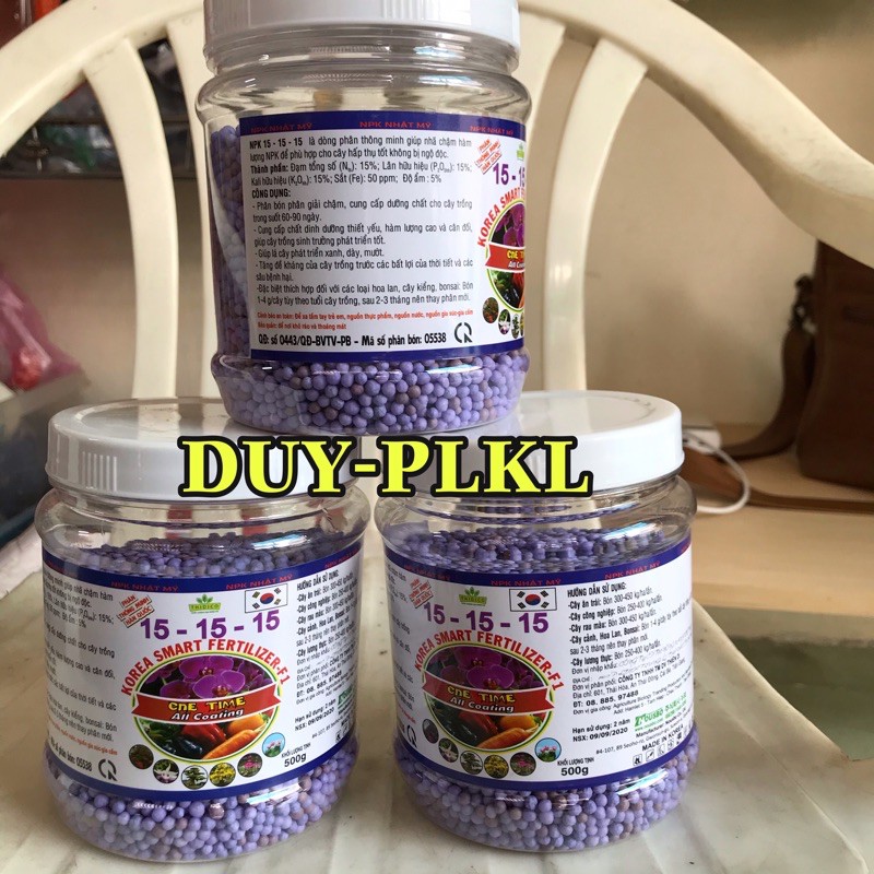 Phân tan chậm thông minh hàn quốc npk 15-15-15 : hủ 500gr. phân tan chậm , phân bón hoa lan.