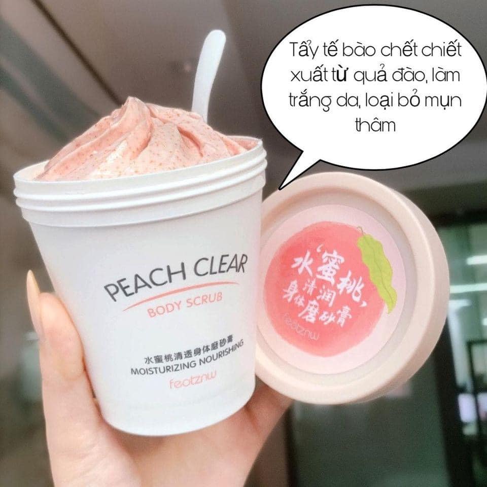 [HCM]Kem Tẩy Da Chết Body Đào Peach Clear Heyxi Tẩy Tế Bào Chết Có Hạt Matxa Dưỡng Trắng Mịn Hồng Da