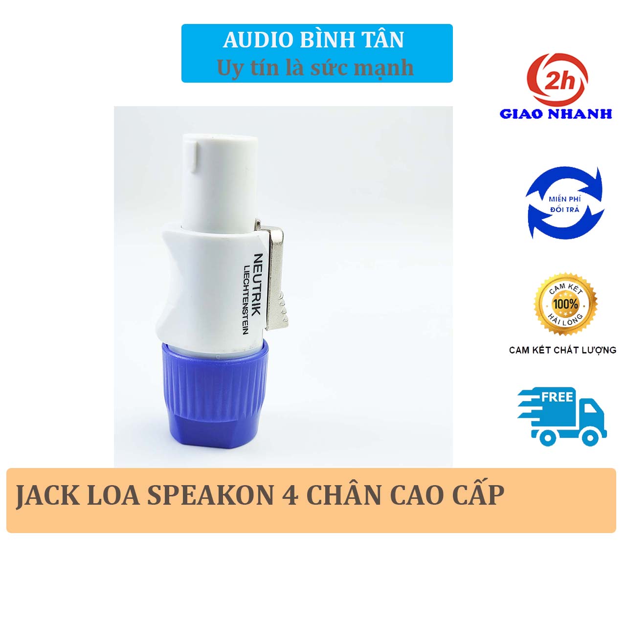 Jack loa 4 chân Speakon Neutrik cao cấp, rắc loa cao cấp, giắc loa xịn cắm loa thùng dàn âm thanh gia đình âm thanh sân khấu