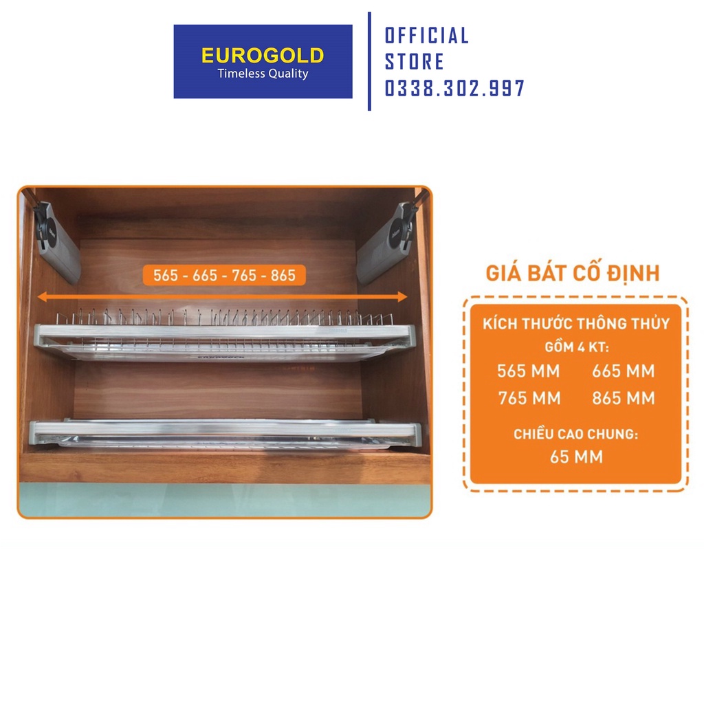 Giá để bát đĩa cố định nan oval inox 304 cao cấp chuẩn italy eurogold mấu mới 2023