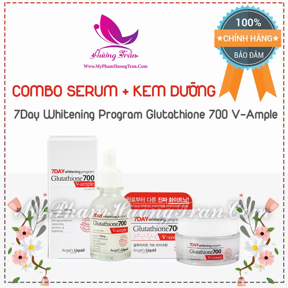 Combo Serum - Kem Dưỡng 7 Day Whitening Program Glutathione 700 V-Ample - Chính Hãng Hàn Quốc