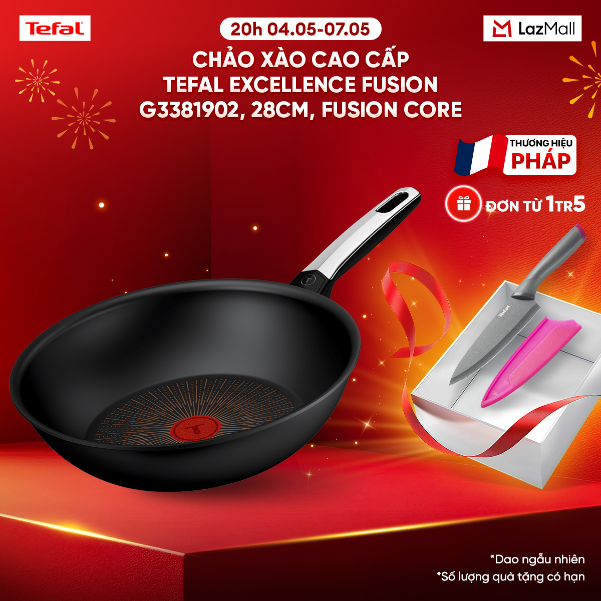 Chảo xào cao cấp Tefal Excellence Fusion G3381902, 28cm, Fusion Core