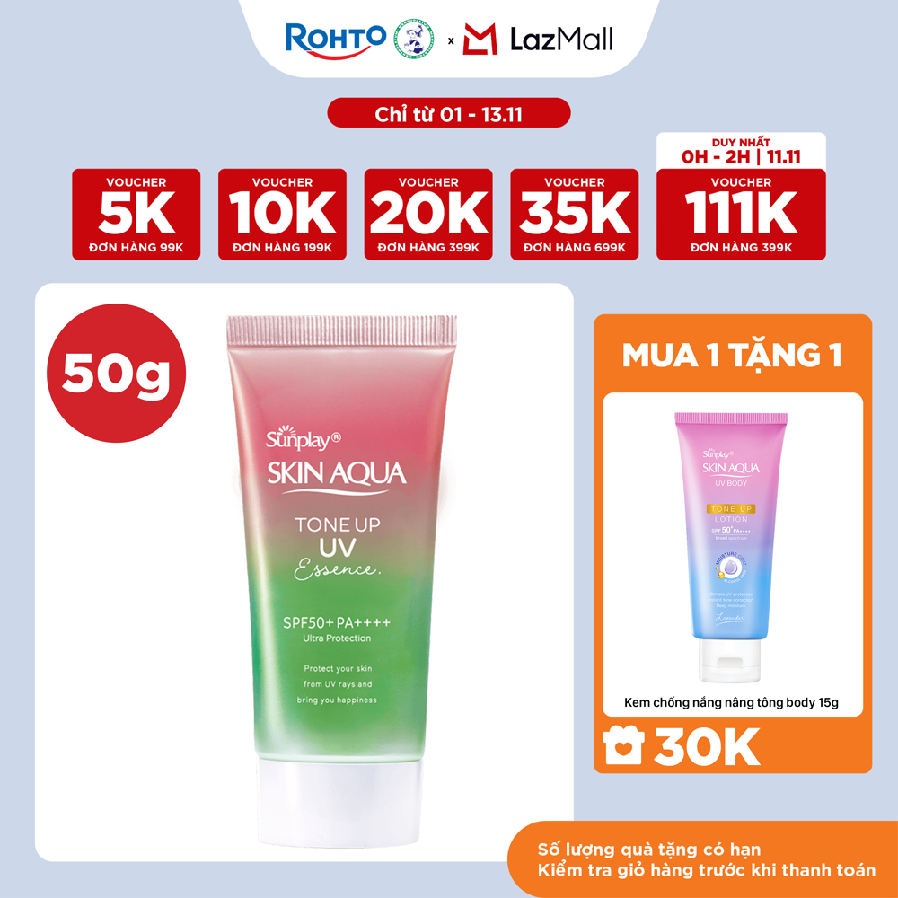 Kem chống nắng nâng tông Skin Aqua Tone up Rose cho da trắng, khuyết điểm xanh hoặc tái xanh, dạng t