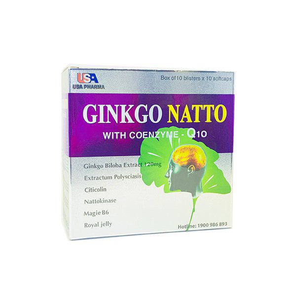 Viên Uống Bổ Não Ginkgo Natto citicolin giúp bổ não, tăng cường tuần hoàn não, lưu thông mạch máu não,giảm đau đầu, hoa mắt, chóng mặt, mất ngủ