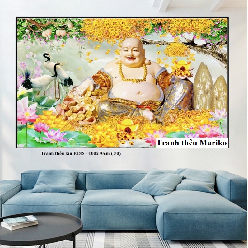 Tranh thêu kín phật di lạc edb185 kích thước 150 x 90cm