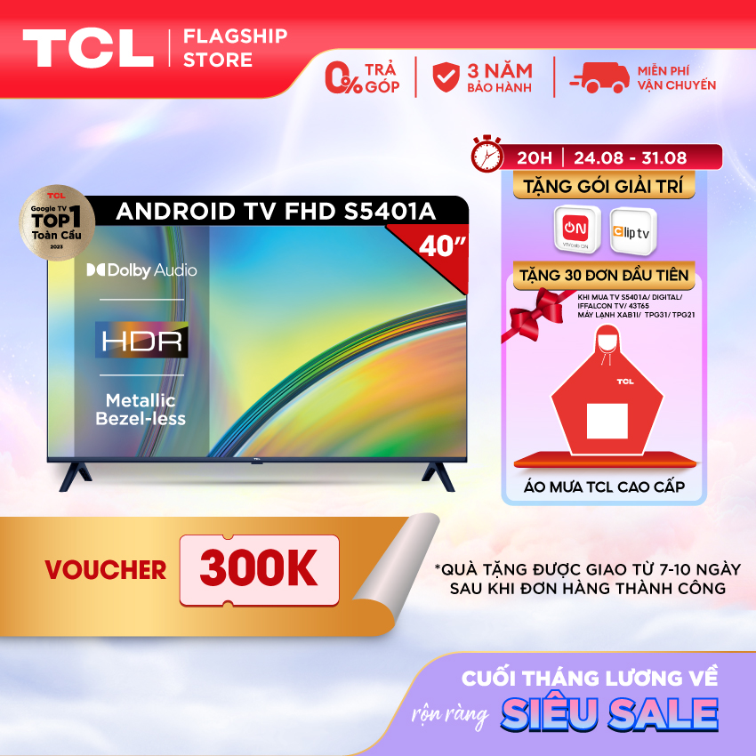 Android tv fhd tcl 40inch - 40s5401a - smart tv - hàng chính hãng - bảo hành 2 năm