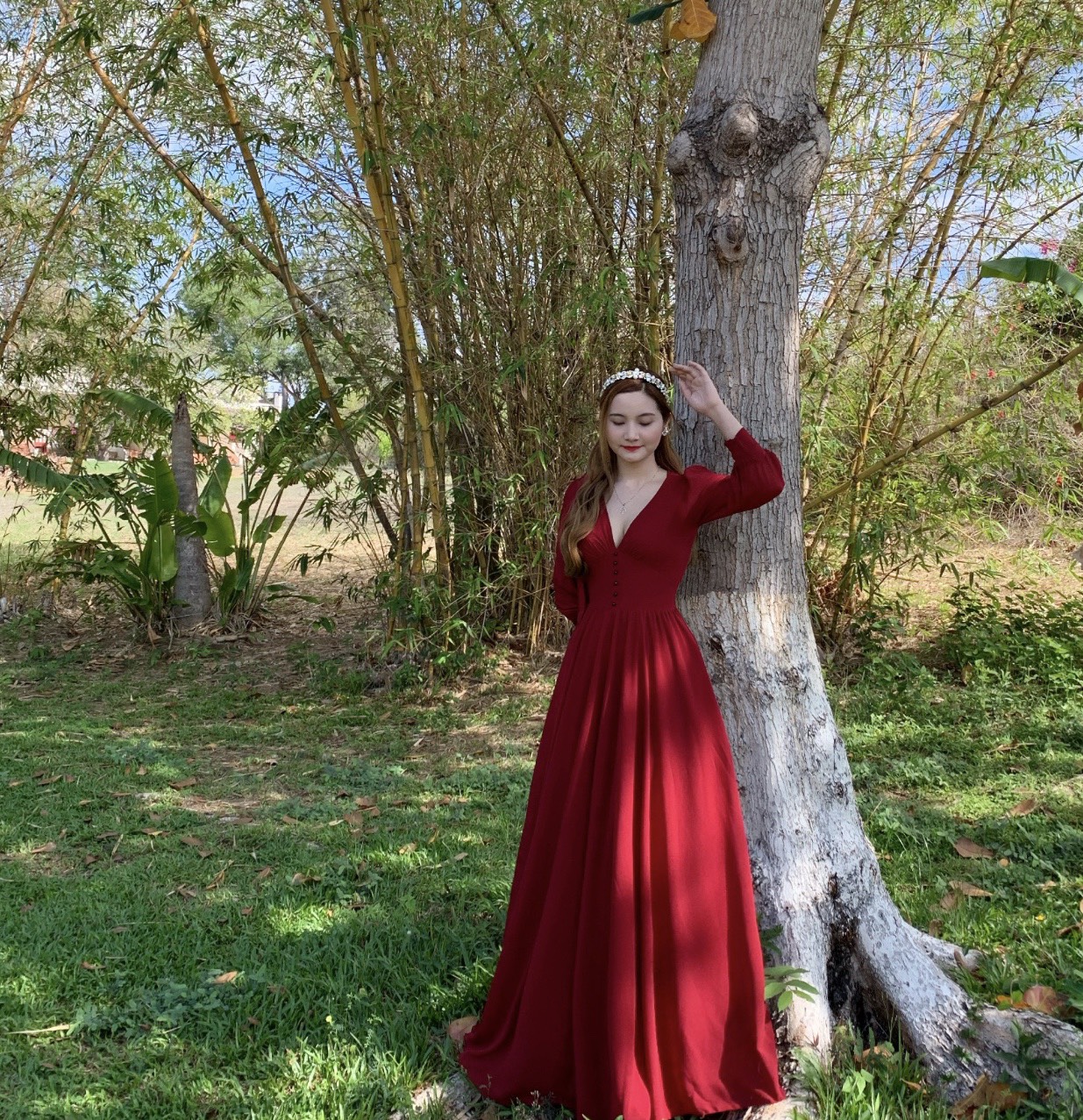 [HCM]ĐẦM MAXI ĐỎ TAY DAI - HINH THẬT SP 100%